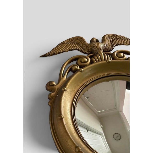 Vintage Sexton Federal Style Gold Gilt Metal Convex Bullseye Eagle Mirror For Sale In Chicago - Image 6 of 6