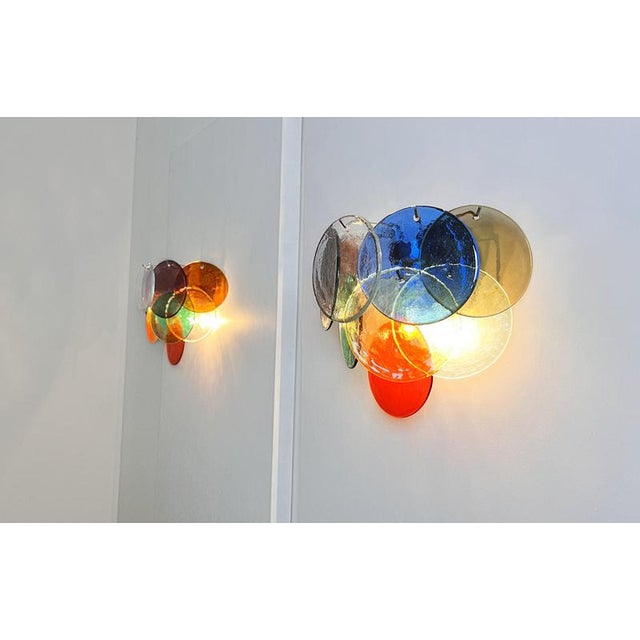 Vintage Disc Sconces in Multi-Color Murano Glass, 1970s, Set of 4 For Sale - Image 10 of 15