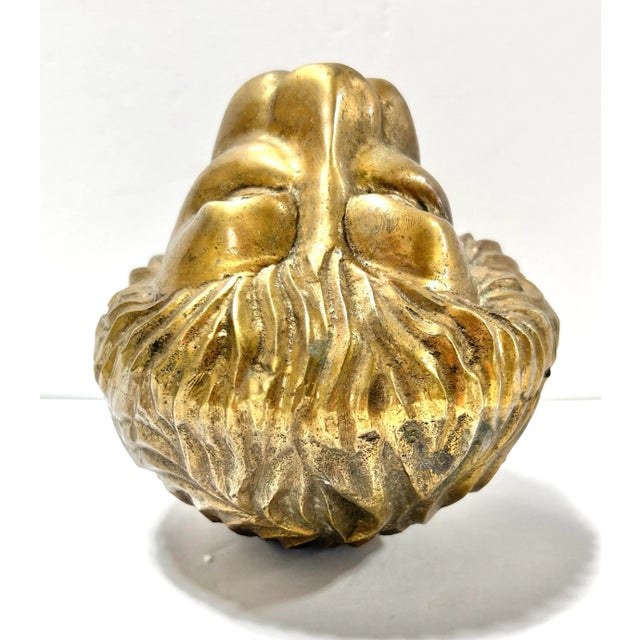 Metal Vintage Solid Brass Lion Head Sculpture, Paperweight or Desk Object For Sale - Image 7 of 8