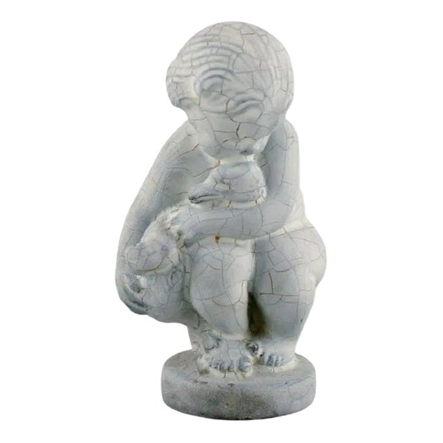 Kähler Leda and the Swan Glazed Stoneware Figure, Denmark For Sale