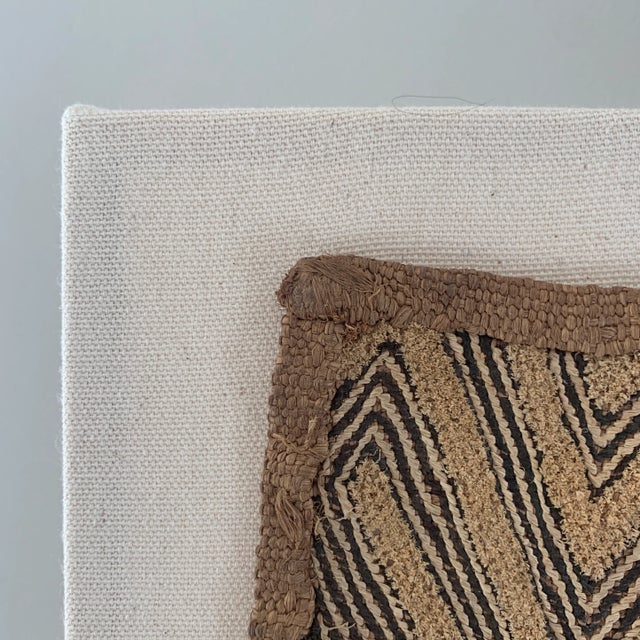 Late 20th Century Mounted African Kuba Cloth Textile Panel For Sale - Image 4 of 7