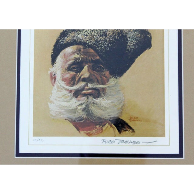 Printmaking Materials Mid Century Modern Rico Tomaso Framed Signed Lithograph of Natives 63/350 For Sale - Image 7 of 9