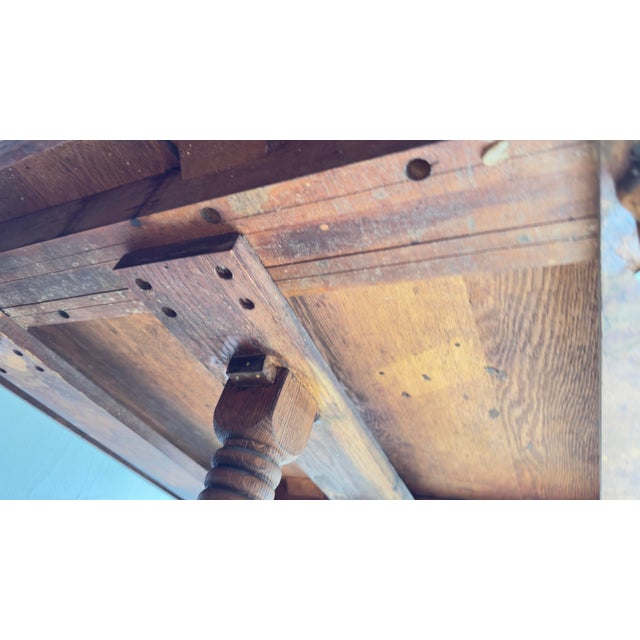 Late 19th–Early 20th Century Jacobean Revival / Eastlake Oak Dining Table For Sale - Image 10 of 10