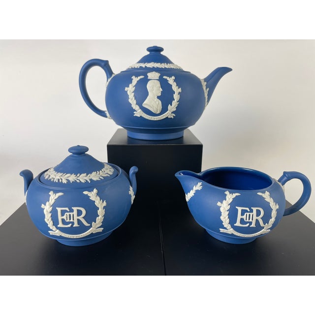 1950s Wedgwood Jasperware Queen Elizabeth II Tea Set 3 Pieces Chairish