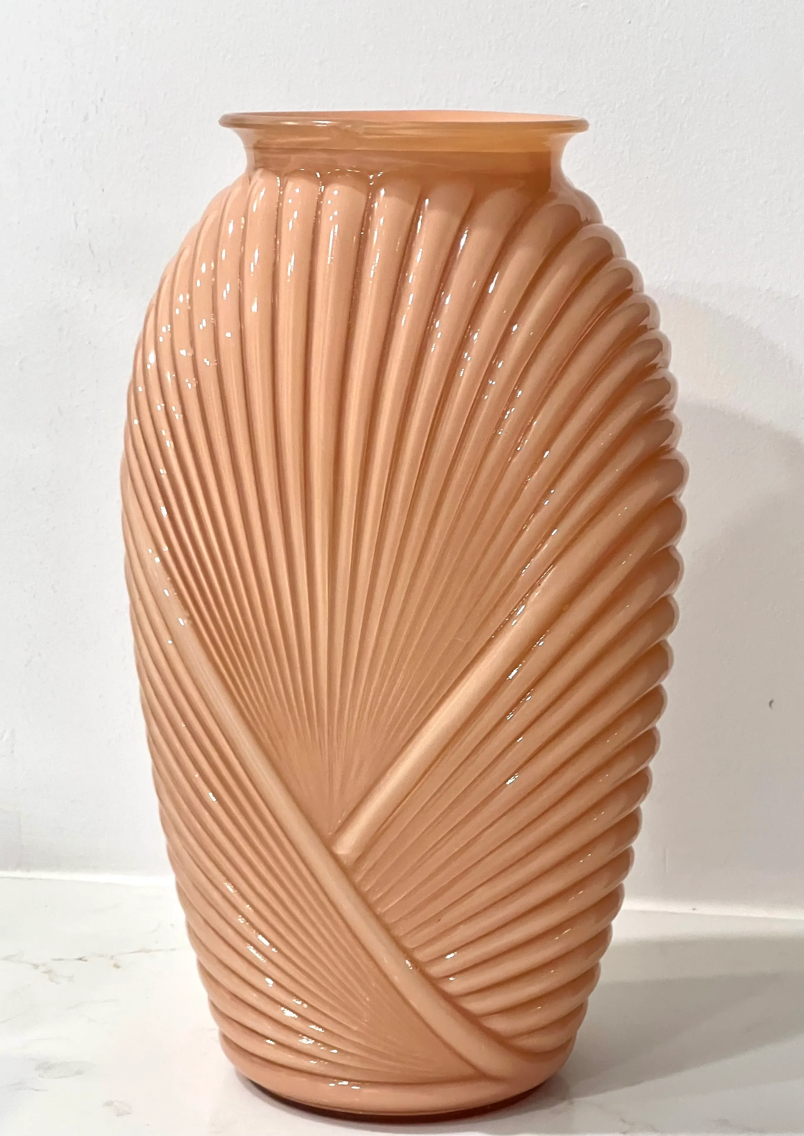 Vintage C1980s Anchor Hocking Extra Large Art Deco Ribbed Vase in
