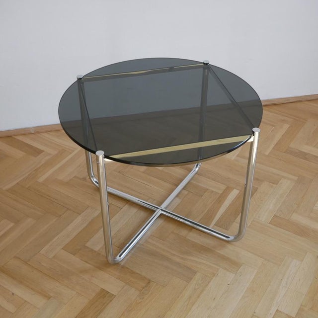 Ludwig Mies van der Rohe MR Table in Smoked Glass by Ludwig Mies Van Der Rohe for Knoll International, 1970s For Sale - Image 4 of 7