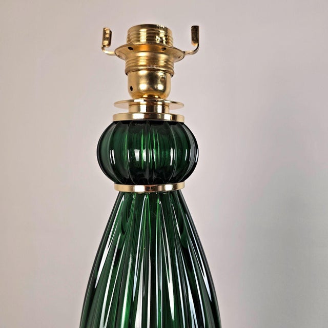 1980s Mid Century Modern, Murano Glass Green Floor Lamps - Pair For Sale - Image 15 of 15
