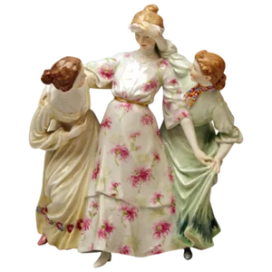 Model W 115 3 Girls Playing Hide and Seek by Theodore Eichler for Meissen, 1890s