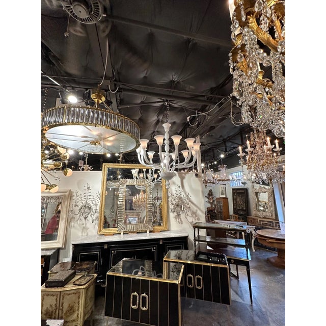 Italian Murano White 12 Arm Chandelier For Sale - Image 4 of 8