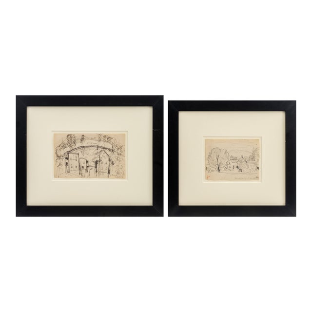 Oscar F. Bluemner Village Landscape Scenes, 2 For Sale