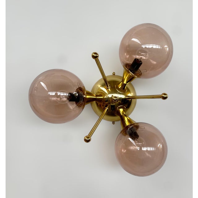 Not Yet Made - Made To Order Trifoglio Polished Brass Clear Coral Globe Flush Mount by Fabio LTD For Sale - Image 5 of 5