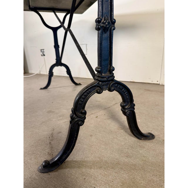 1960s Vintage French Iron & Dark Marble Desk Table For Sale - Image 5 of 7