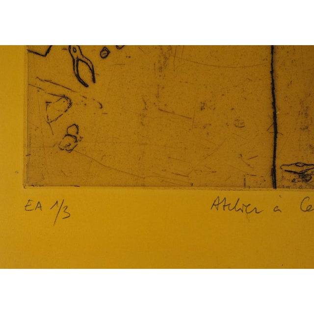 Pierre Collin, The Workshop (Yellow), Original Etching For Sale - Image 5 of 7