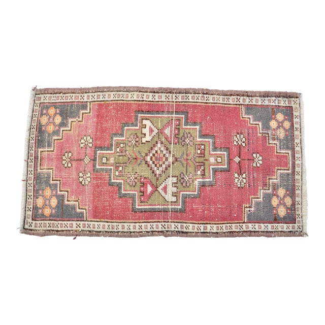 Vintage Small Turkish Door Mat Rug For Sale
