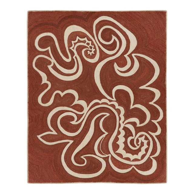 Contemporary Mid-Century Brick Red & Cream Abaca Rug by Rug & Kilim, India For Sale
