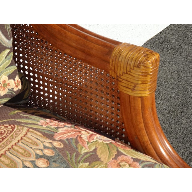 Vintage Lane French Country Brown Wingback Cane Bamboo Chair W Leather Straps For Sale - Image 9 of 13