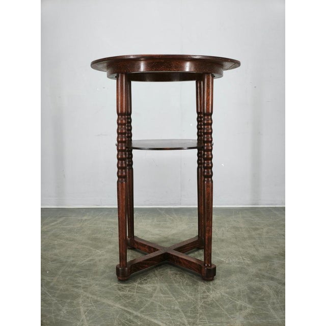 Vintage Czech Art Deco Oval Beech Side Table with Lower Shelf, 1920s For Sale - Image 4 of 13