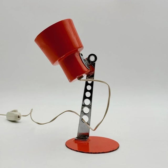Vintage Italian Targetti Sankey Orange Desk Lamp, 1970s For Sale - Image 3 of 11