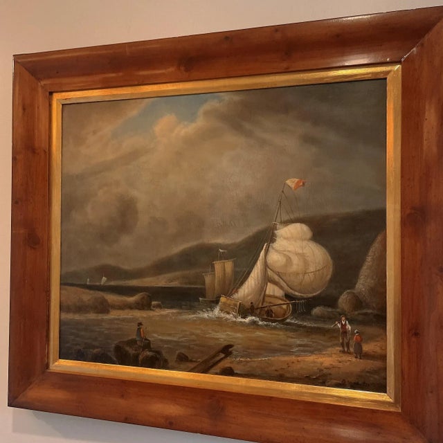 Late 20th Century "A Stiff Breeze" Original Realist Dutch Figurative Oil Painting by Fred Arends, Framed For Sale - Image 11 of 13