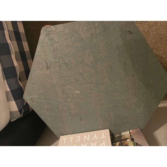 1950s Mid-Century Modern Oak Hexagon Tables With Caned Tops - a Pair For Sale - Image 6 of 7