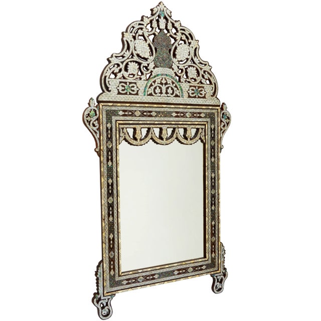 Vintage Handcrafted Moorish Mother-Of-Pearl Console Table & Mirror Set For Sale - Image 4 of 13