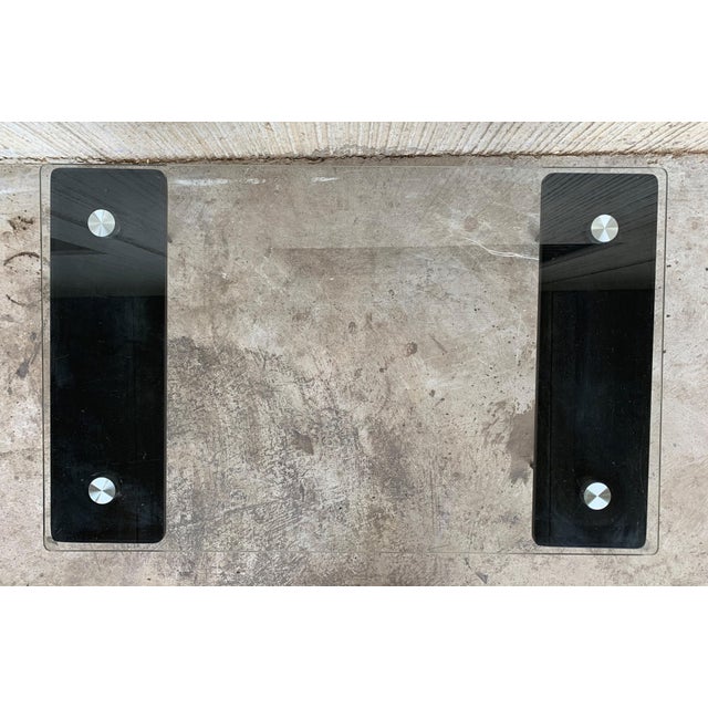 Mid-Century Modern Metal Table With Glass Top and Nickel Supports For Sale - Image 6 of 9