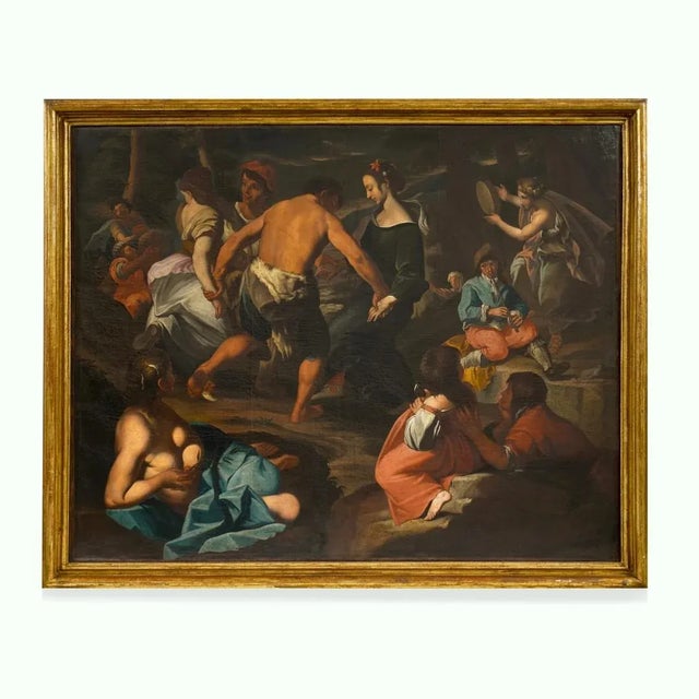 After Francesco Guarini, Country Scene with Musicians, 1680, Oil on Canvas, Framed For Sale - Image 13 of 13