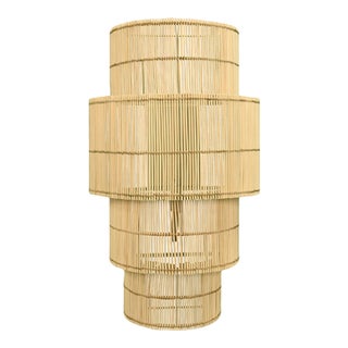 Matthew Izzo Home Tia Four Tiered Natural Rattan Wall Sconce For Sale