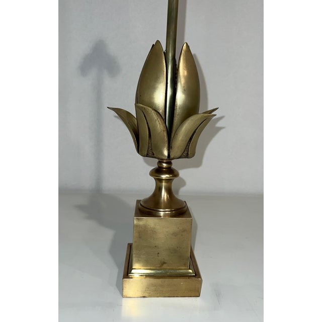 1970s 1970s Flower brass table lamp in the style of Maison Charles For Sale - Image 5 of 8