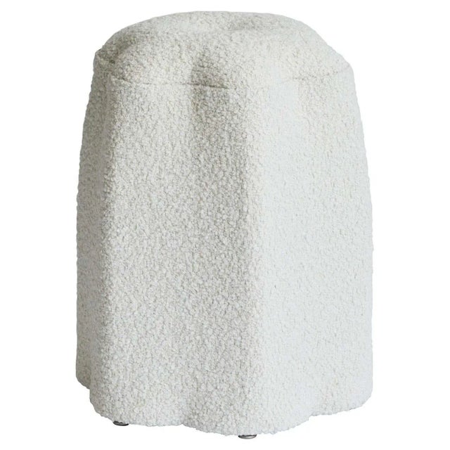 Christian Siriano Lily Stool in Ivory Bouclé For Sale In New York - Image 6 of 6