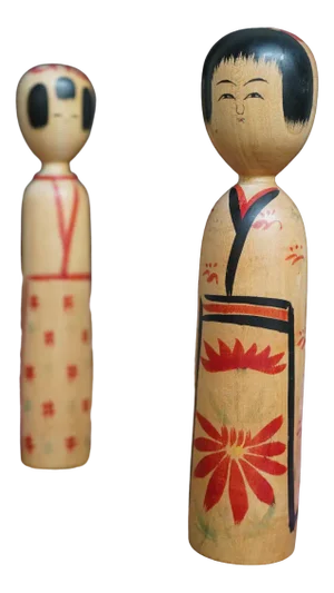 Traditional Kijiyama Kokeshi Dolls by Abe Heishiro, 1970s, Set of 2