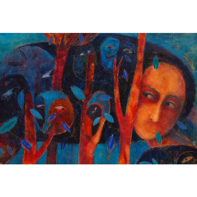 1980's Modern Oil On Canvas Abstract Painting For Sale - Image 9 of 11