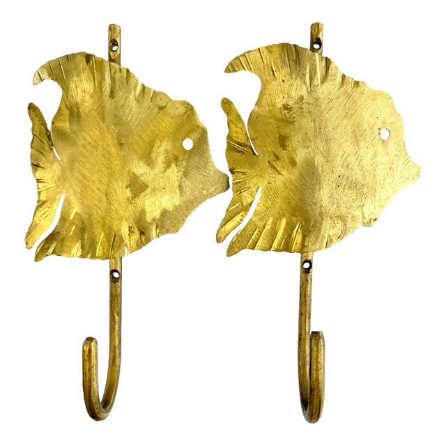 Vintage Brass Fish Wall Hooks – A Pair For Sale