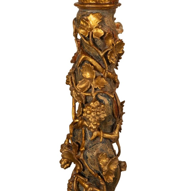 Antique Pair 17th Century Baroque Carved & Gilded Solomonic Columns Italy 1680 For Sale - Image 17 of 17