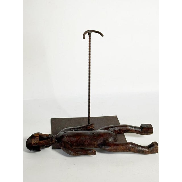 Black African Sculpture of Man in Wood, 1920 For Sale - Image 8 of 12