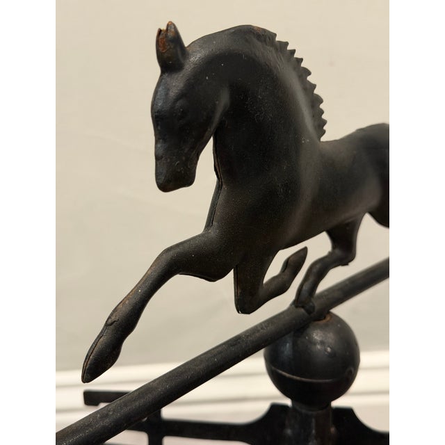 Early 20th Century Vintage Full-Bodied Running Horse Weathervane on Painted Wood Display Base For Sale - Image 5 of 18