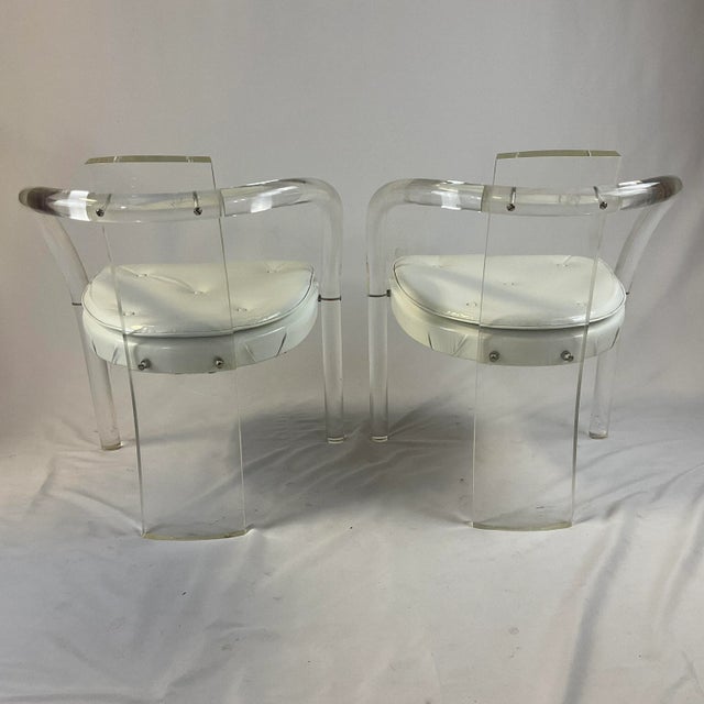 Contemporary 1970s Charles Hollis Jones Lucite & Patent Leather Dining Table & Chairs for Hill Manufacturing - 5 Pcs Set For Sale - Image 3 of 12