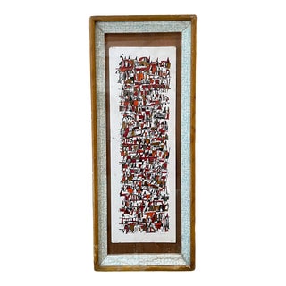 1970s Modernist Mexican Style Abstract Ink Drawing on Paper For Sale