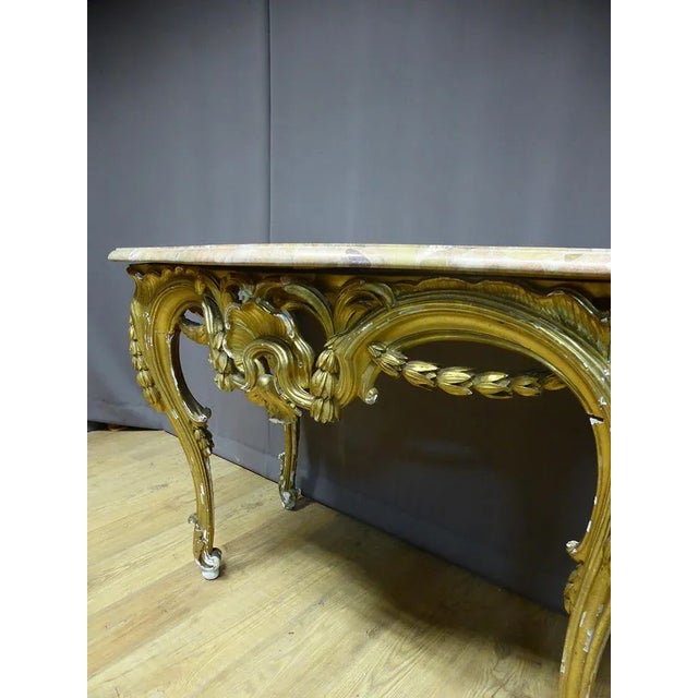 Wood Antique French Gilt Wood Louis XV Console Table For Sale - Image 7 of 9