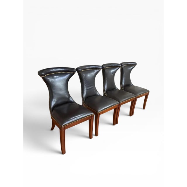 Henredon Polo Ralph Lauren for Henredon "Highgate" Leather Dining Chairs- Set of 4 For Sale - Image 4 of 14