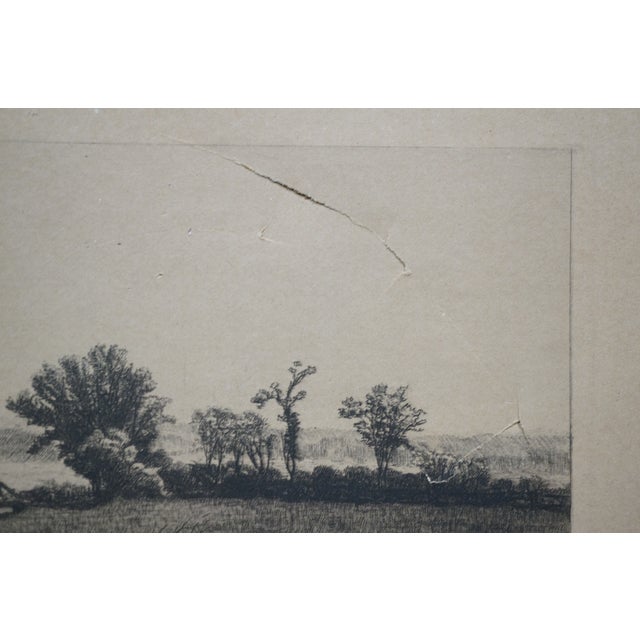 Printmaking Materials Antique John Hill Millspaugh Farm Farmhouse Panoramic Landscape Etching 21" For Sale - Image 7 of 10