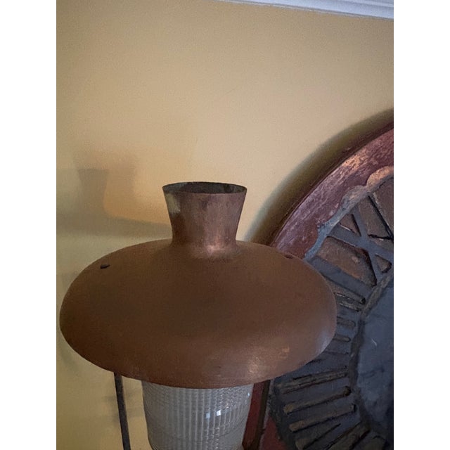 1920s Vintage French Industrial Copper and Glass Wall Lamps - a Pair For Sale - Image 5 of 9