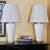 Late 20th Century Pair of Vintage White Ceramic Urn Form Table Lamps With Gold Bases and Pleated Shades For Sale - Image 5 of 18