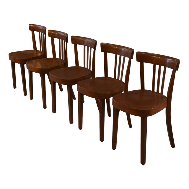 Beech Bistro Chairs, 1960s, Set of 5 For Sale