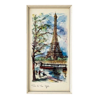Mid-Century Modern French Lithograph of Paris Eiffel Tower by Arno, 1960s For Sale