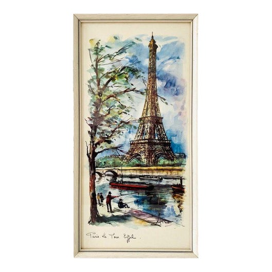 Mid-Century Modern French Lithograph of Paris Eiffel Tower by Arno, 1960s For Sale