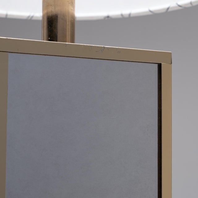 1980s Vintage Mirrored Table Lamp with Pierre Frey Fabric Shade, 1980s For Sale - Image 5 of 9