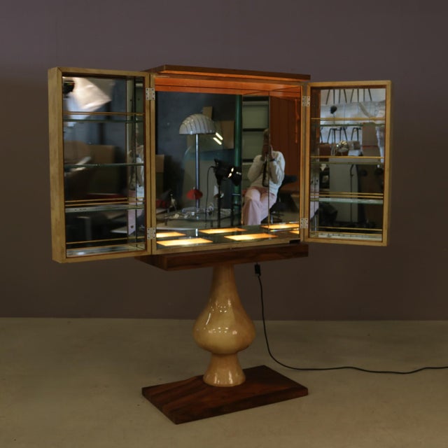 Italian Goatskin Bar Cabinet on Pedestal Base by Aldo Tura, 190s For Sale - Image 18 of 18