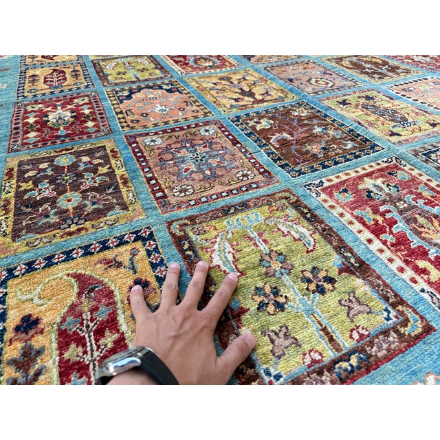 Blue Blue Bakhtiari Garden Panel Hand-Knotted Wool Rug - 6'6" X 10'1" For Sale - Image 8 of 11
