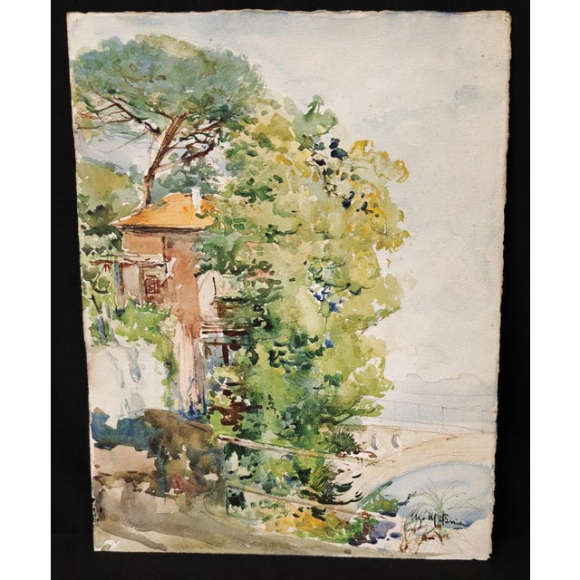 Ugo Matania, Mediterranean Landscape, Original Watercolor For Sale - Image 12 of 12